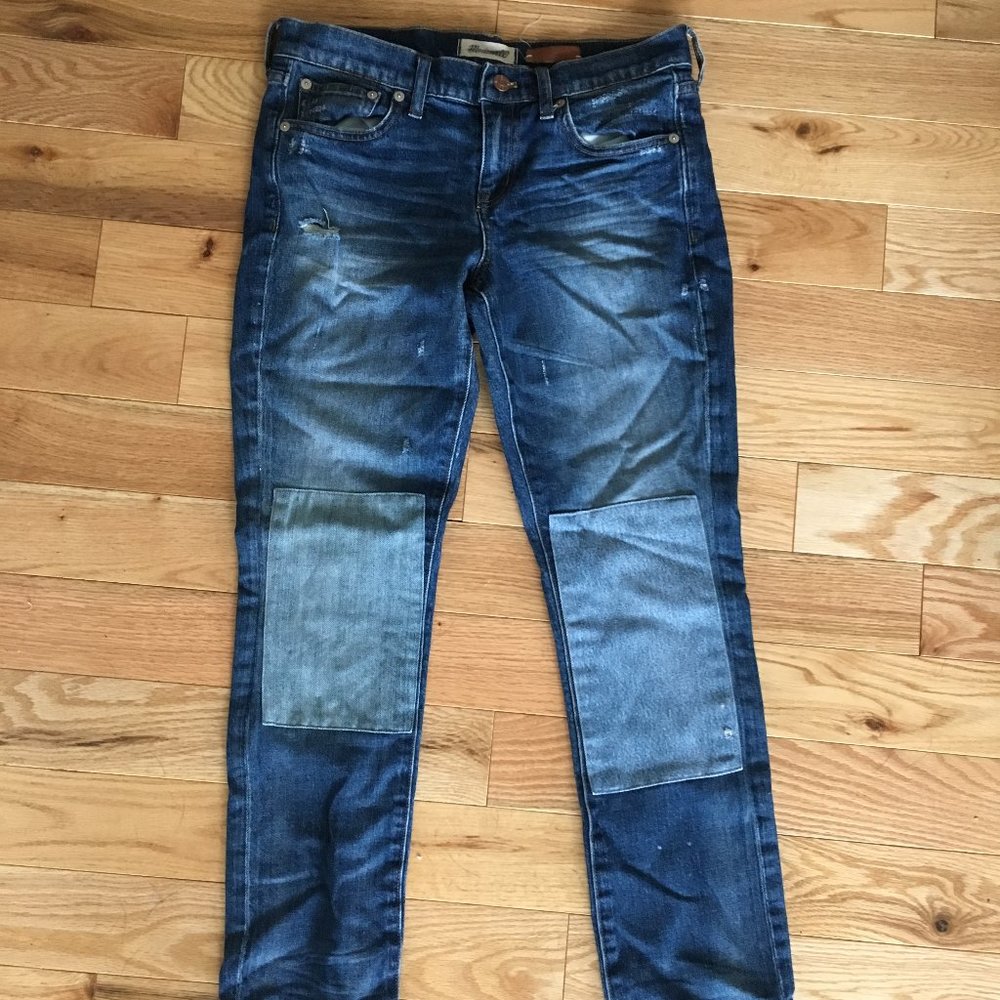 Madewell patchwork Distressed Slim Boyfriend Jean